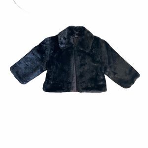 Cejon Faux Black Fur Cropped Jacket Size Medium